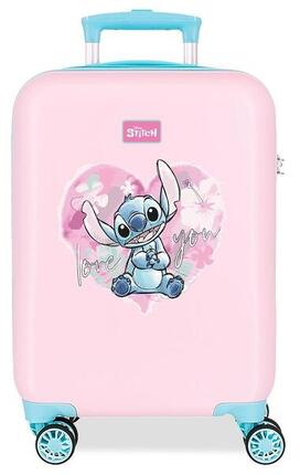 Valise cabine Disney Stitch Heart ABS avec une capacité de 41,8L Rose