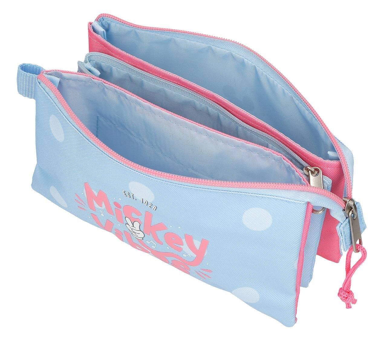 Estuche tres compartimentos Disney Mickey vibes Azul claro 2/4