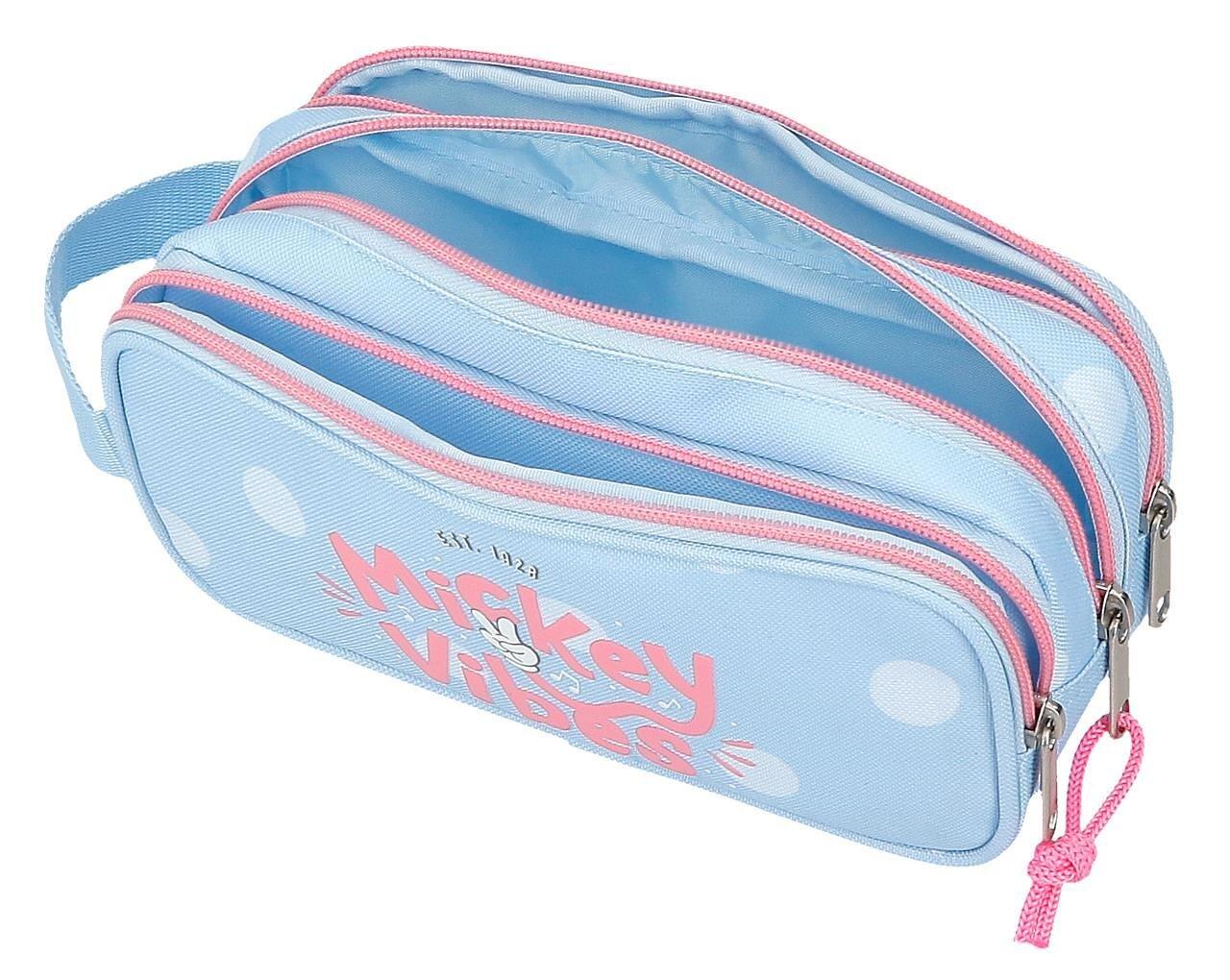Estuche tres compartimentos Disney Mickey vibes Azul claro 2/4