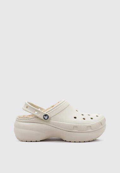 Zuecos Zuecos Mujer Crocs CLASSIC PLATFORM LINED CLOG W Blanco