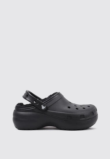 Zuecos Zuecos Mujer Crocs CLASSIC PLATFORM LINED CLOG W Negro