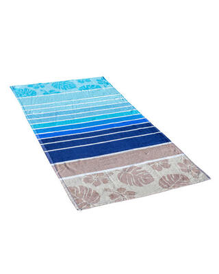 Blauwe hibiscus jacquard handdoek