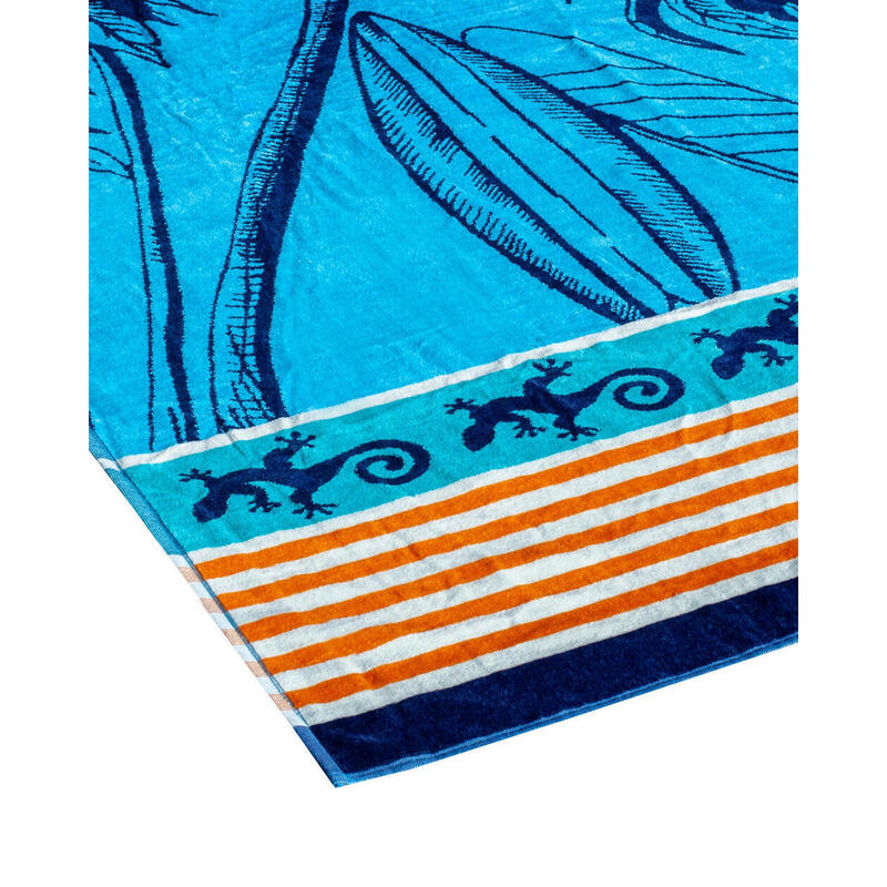 SERVIETTE JACQUARD PALMIER BLEU