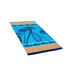 SERVIETTE JACQUARD PALMIER BLEU