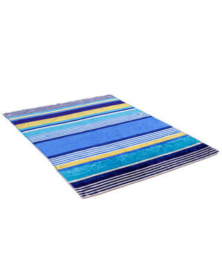 Elegante blauwe jacquard handdoek - dubbel