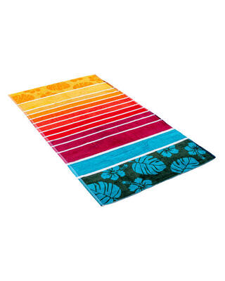 Oranje hibiscus jacquard handdoek