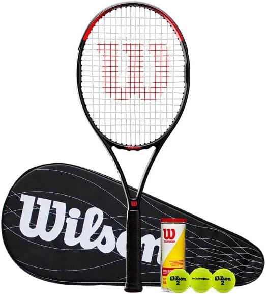 WILSON Wilson Pro Staff Precision Team 103 Graphite Tennis Racket, BLX Cover & Balls