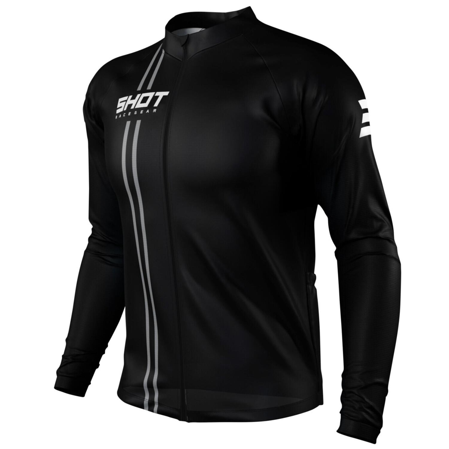 Shot Race Gear - Maillot Manches Longues Shot Unlimited Zip Noir - Maillot Manches Longues - Blanc|noir - S - Decathlon