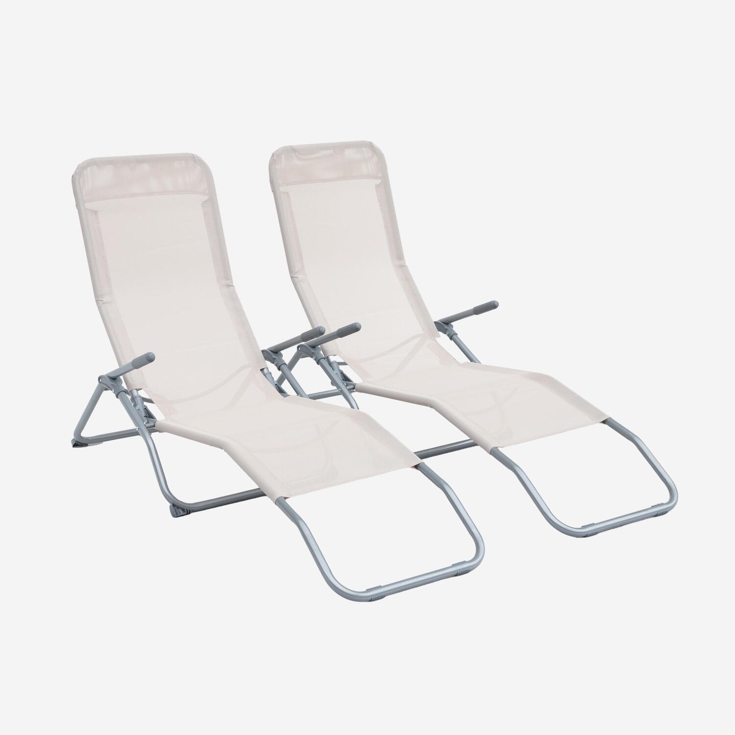 Espreguiçadeira dobrável textilene com 2 posições, set de 2, Taupe