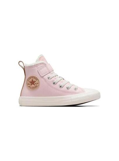 Scarpa per bambina Converse All Star in pelle e sherpa rosa.