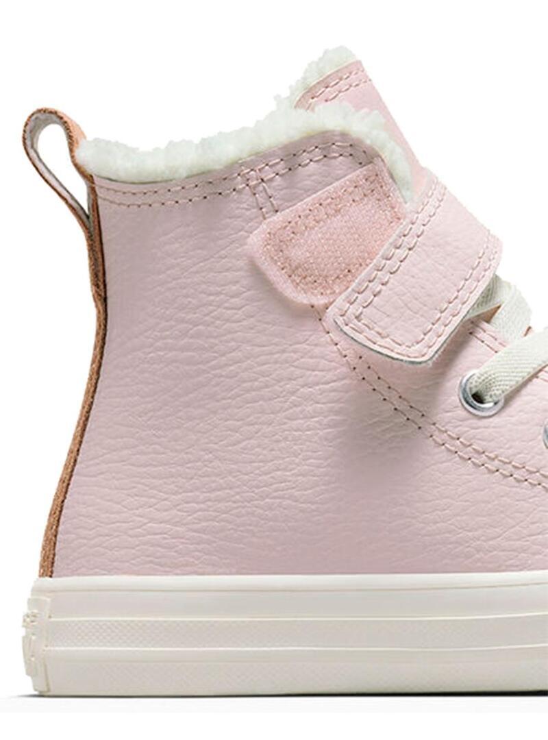 Chaussure pour fille Converse All Star en cuir et sherpa Rose 3/7