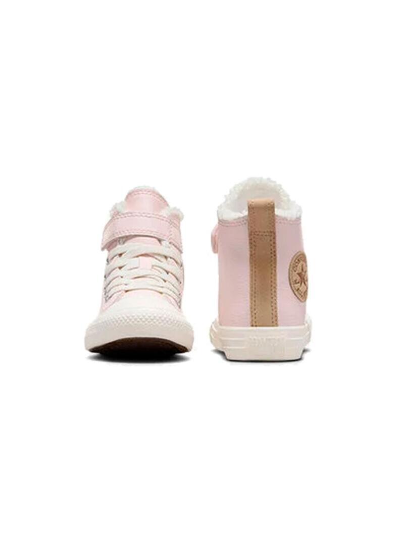 Chaussure pour fille Converse All Star en cuir et sherpa Rose 4/7