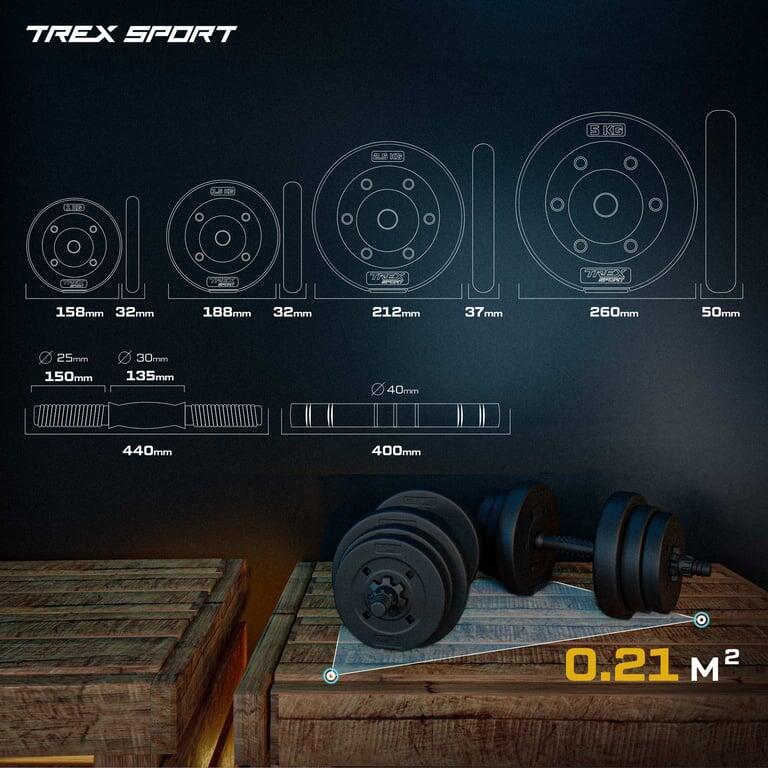 Set de mancuernas ajustables Trex Sport 2x10 kg con barra extensible 5/7