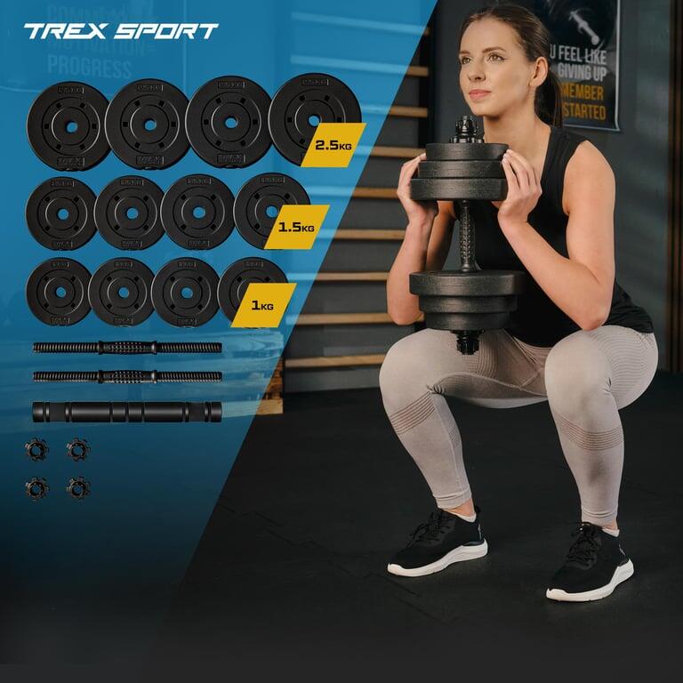 Set de mancuernas ajustables Trex Sport 2x10 kg con barra extensible 2/7