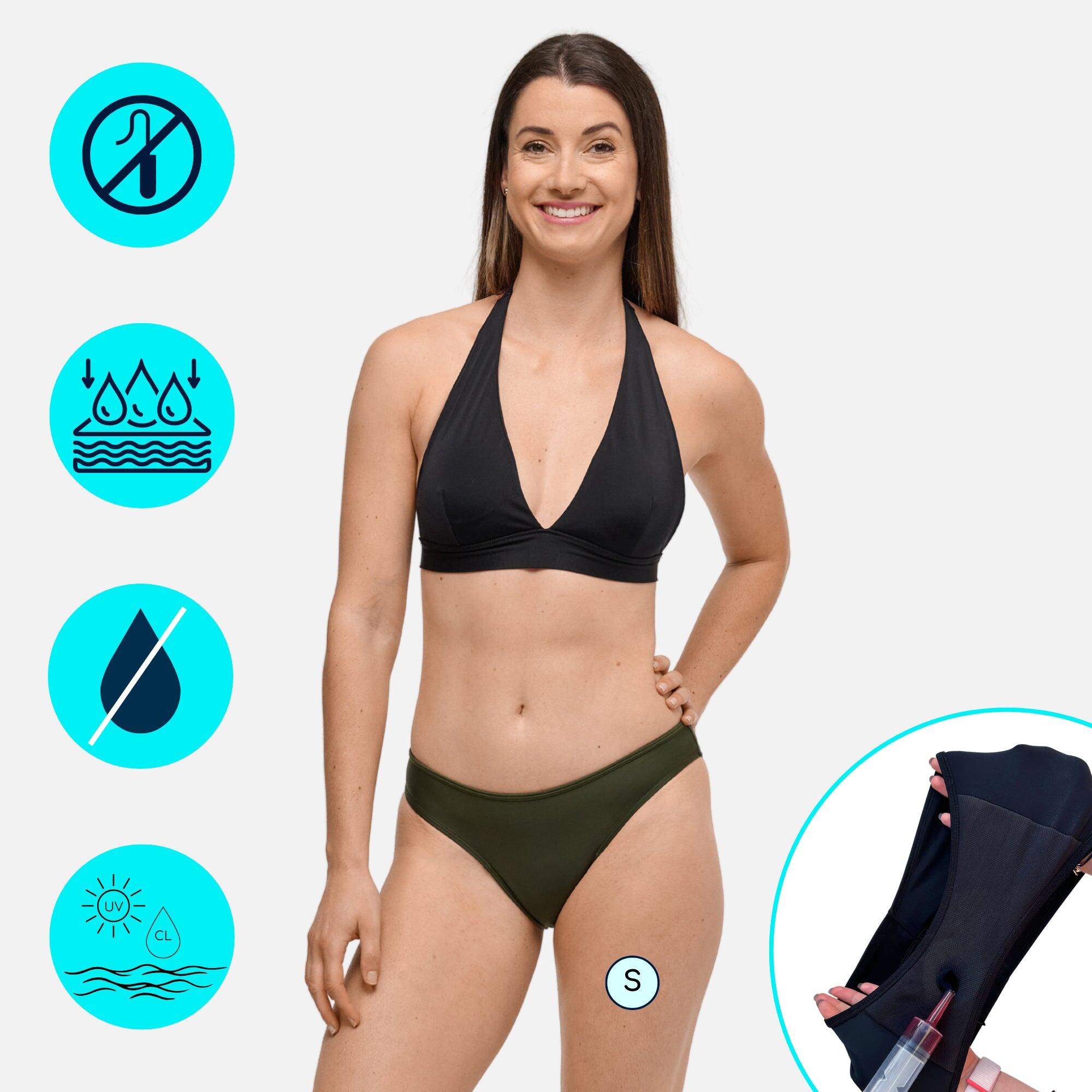 Menstruatie Bikinibroekje | Dames Tieners | Middelmatige Menstruatie | Eva Khaki 3/8