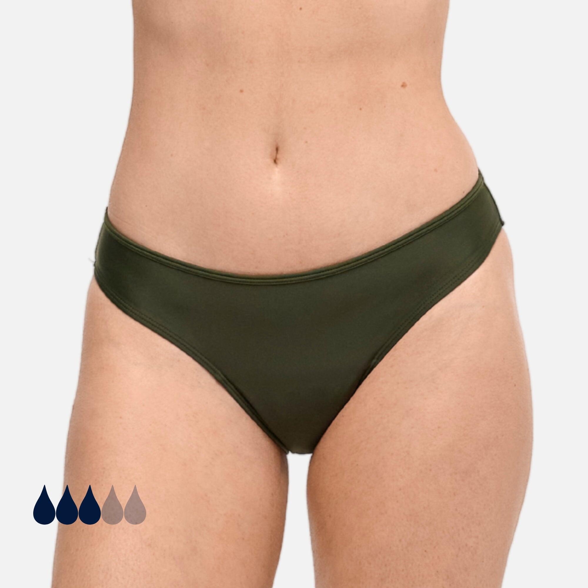 Menstruatie Bikinibroekje | Dames Tieners | Middelmatige Menstruatie | Eva Khaki 2/8