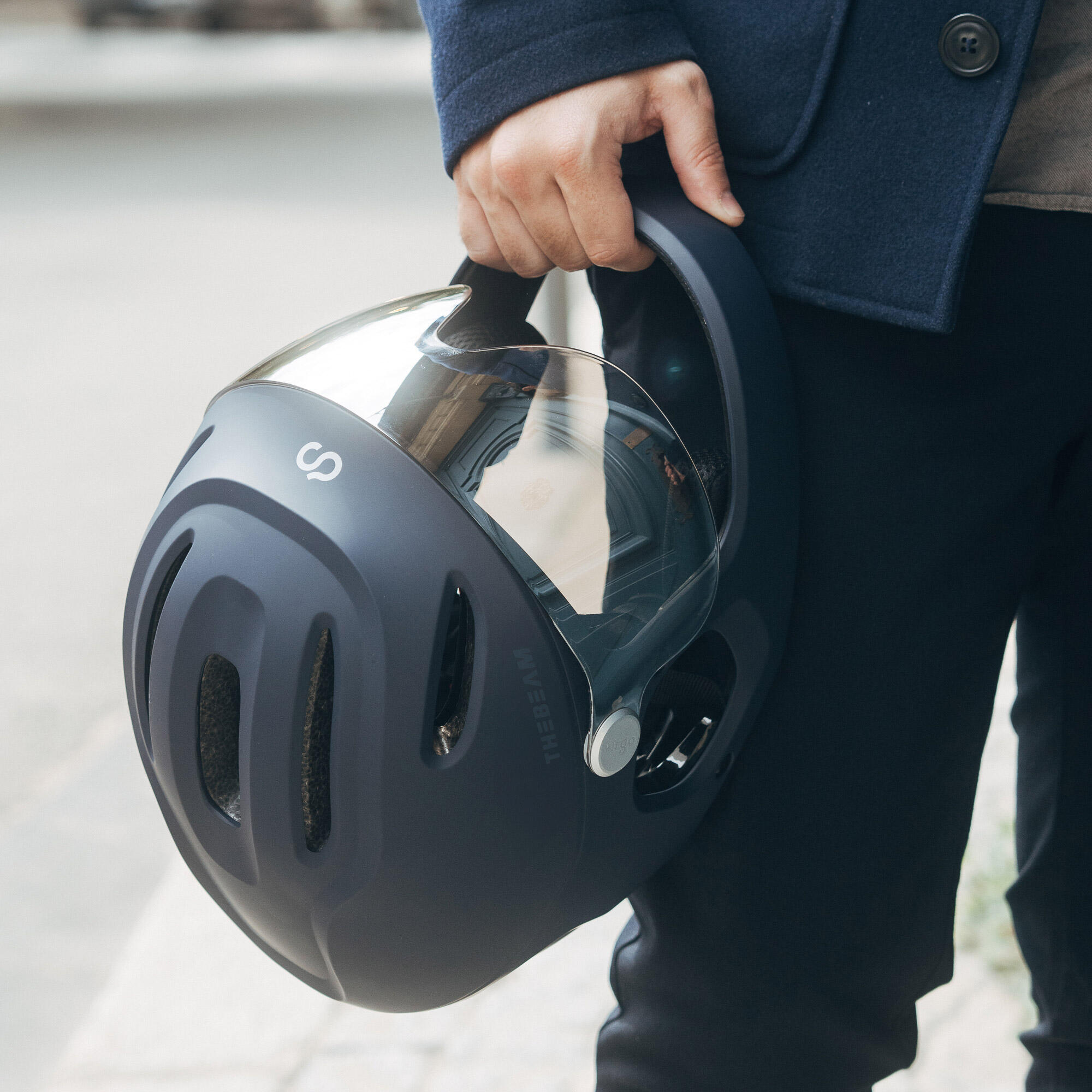 Virgo Integral Azul - Capacete integral urbano com viseira e luz traseira 7/9