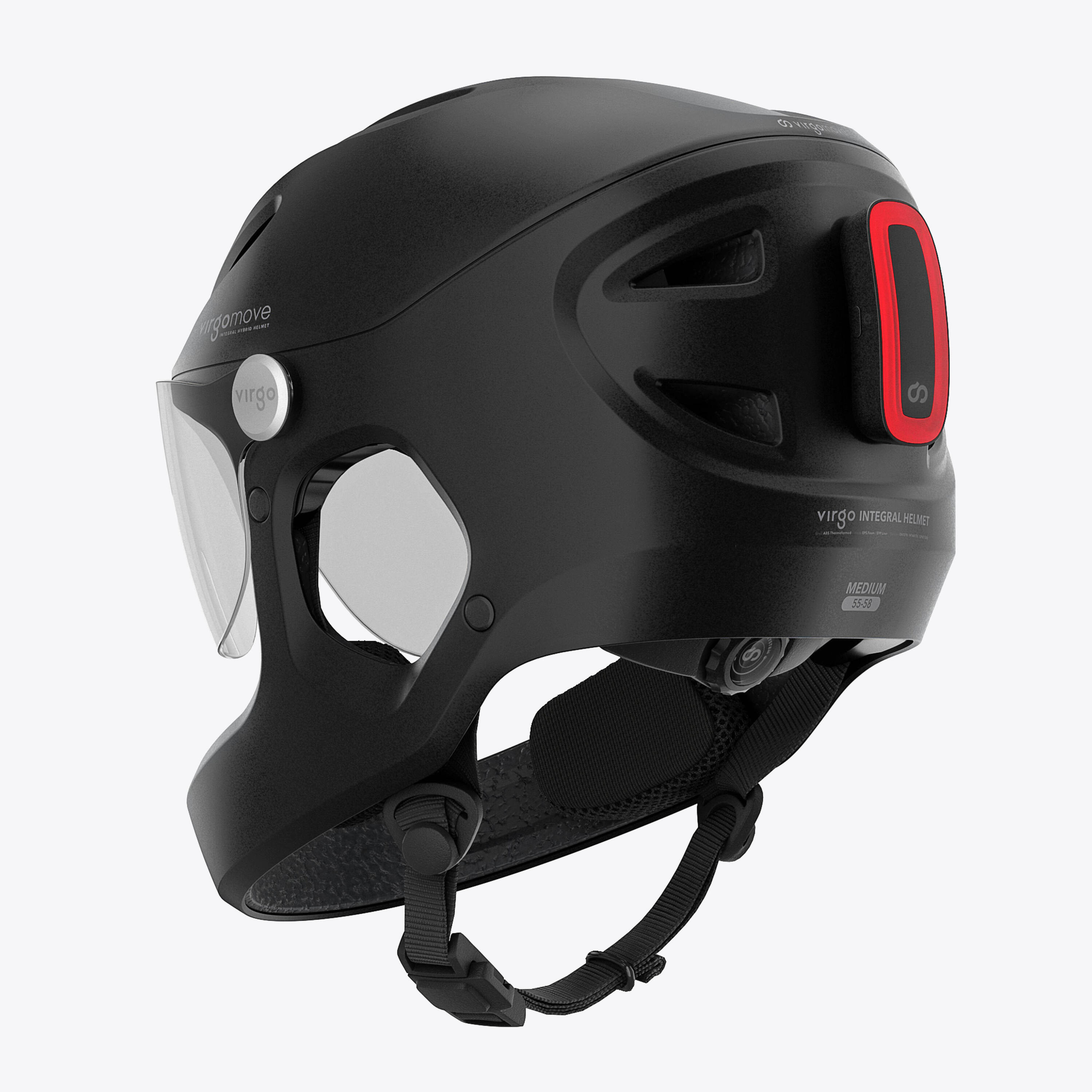 Virgo Integral Schwarz - Integralhelm Urban mit Visier und Rücklicht 2/8
