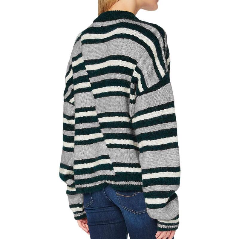 Pull Gris/Noir à Rayures Femme Superdry Chunky