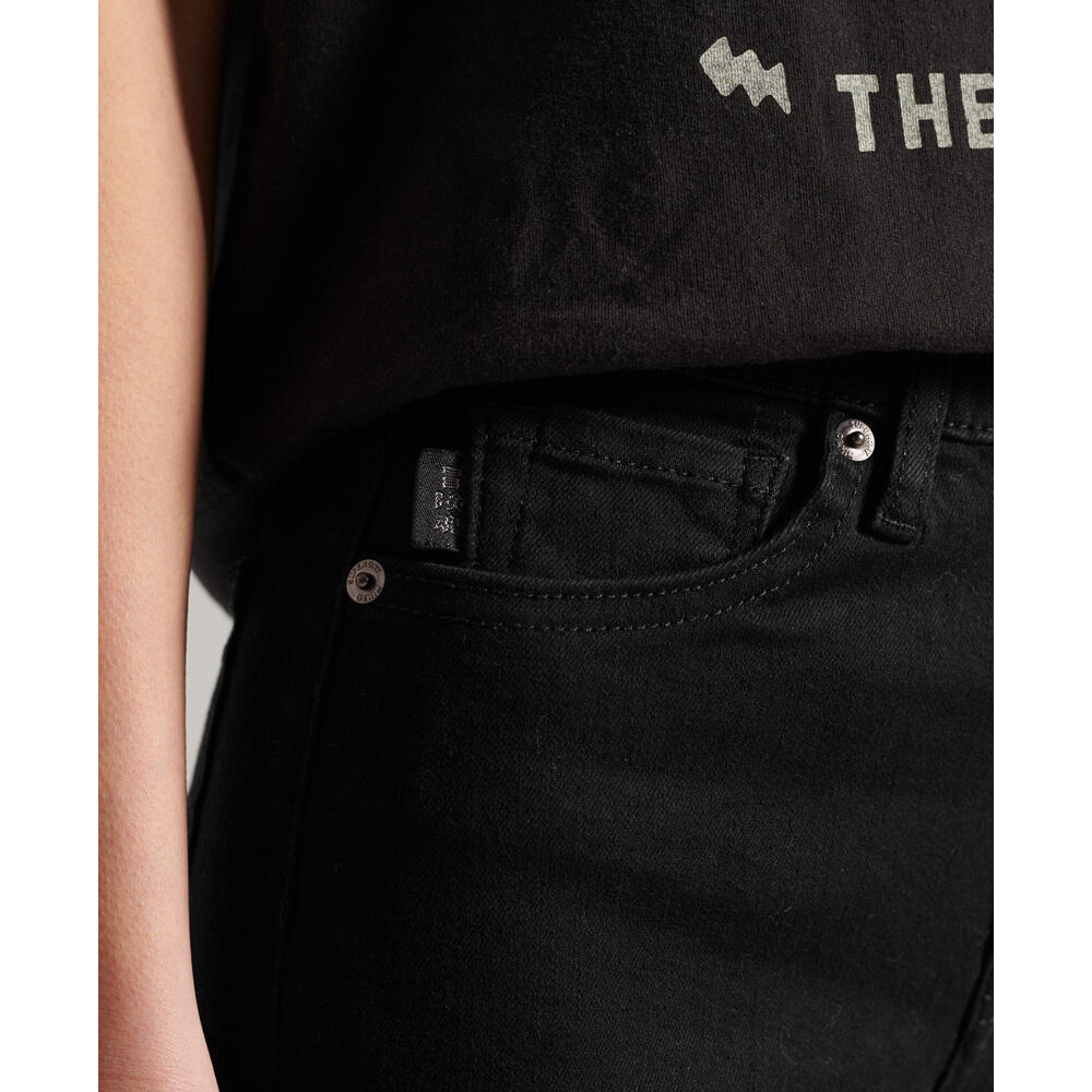 Superdry Damen Skinny Jeans Schwarz High Rise 4/5