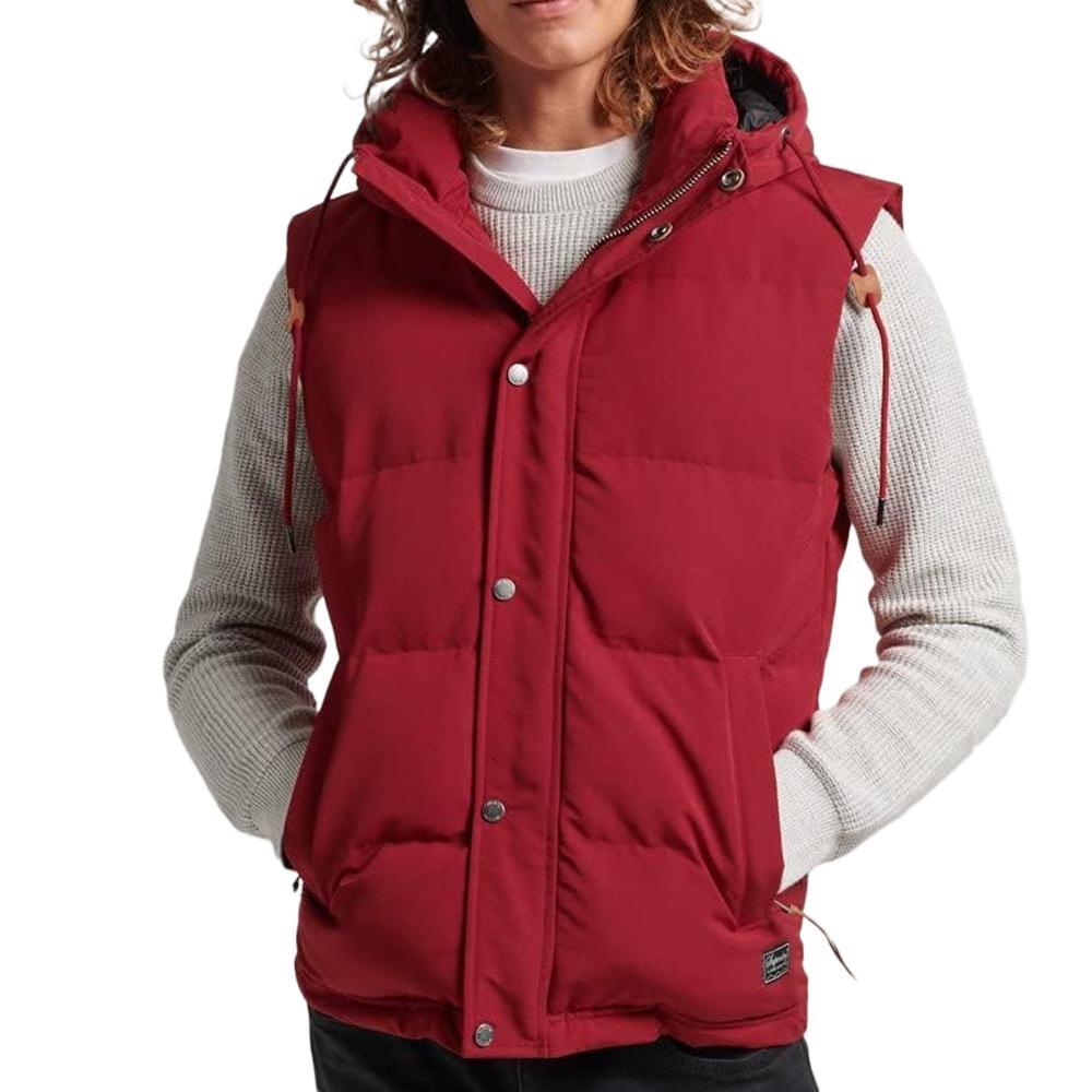 Superdry - Doudoune Sans Manche Rouge Homme Superdry Hooded Everest - Doudoune Synthétique - Rouge - 36 Xs - Decathlon