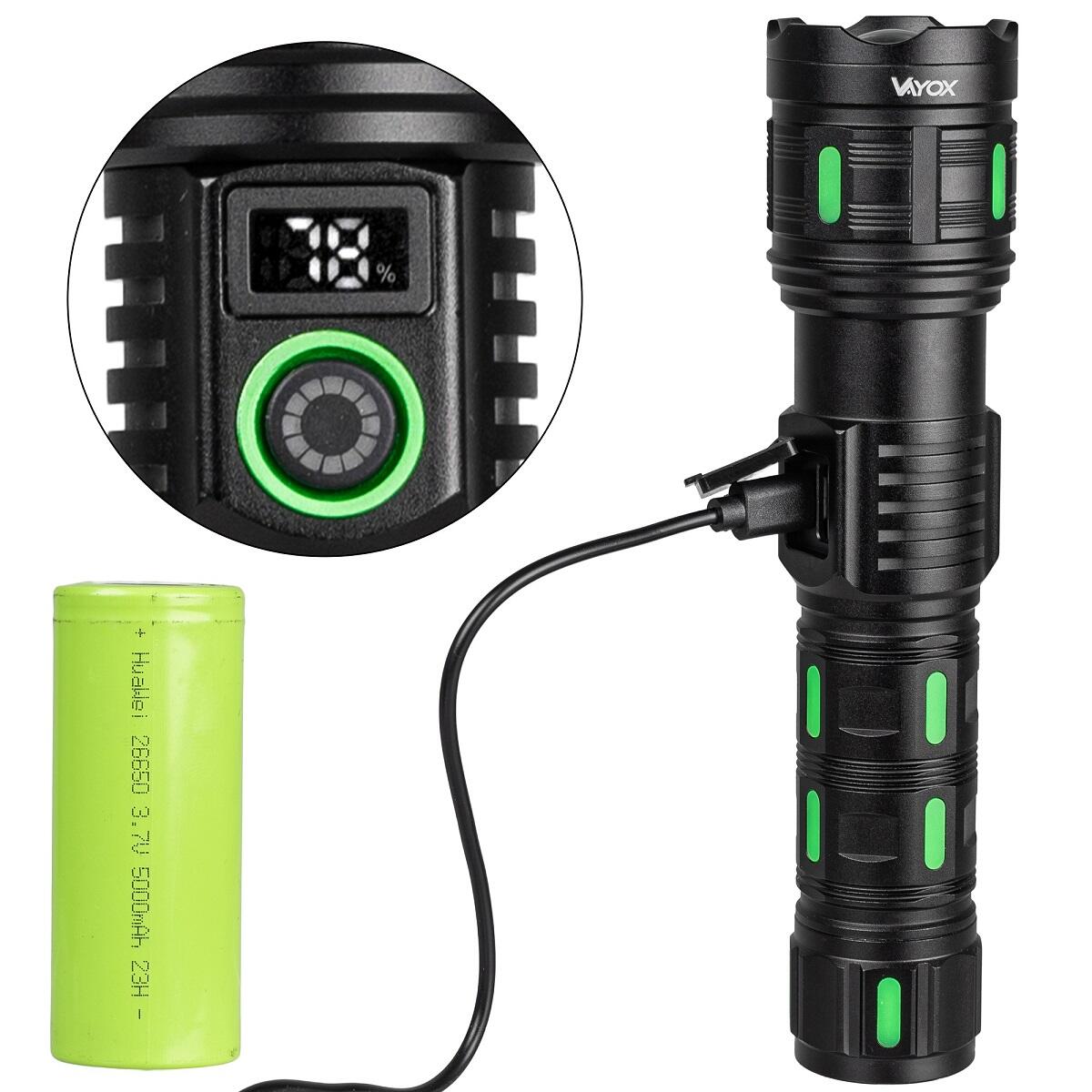 Oplaadbare zaklamp Vayox VA0365 USB-C ZOOM powerbank 1200lm 5/8