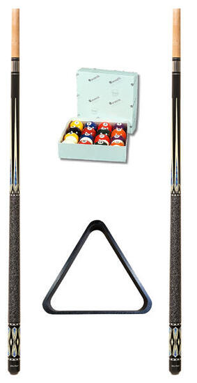 John West professionelles Billardset - Aramith Kugeln+Triangel+Queues