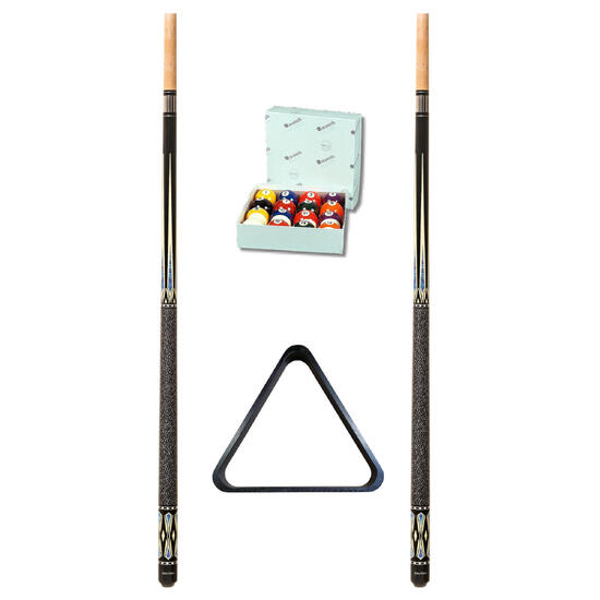 Profesjonalny zestaw bilardowy John West - kule Aramith + trójkąt + kije