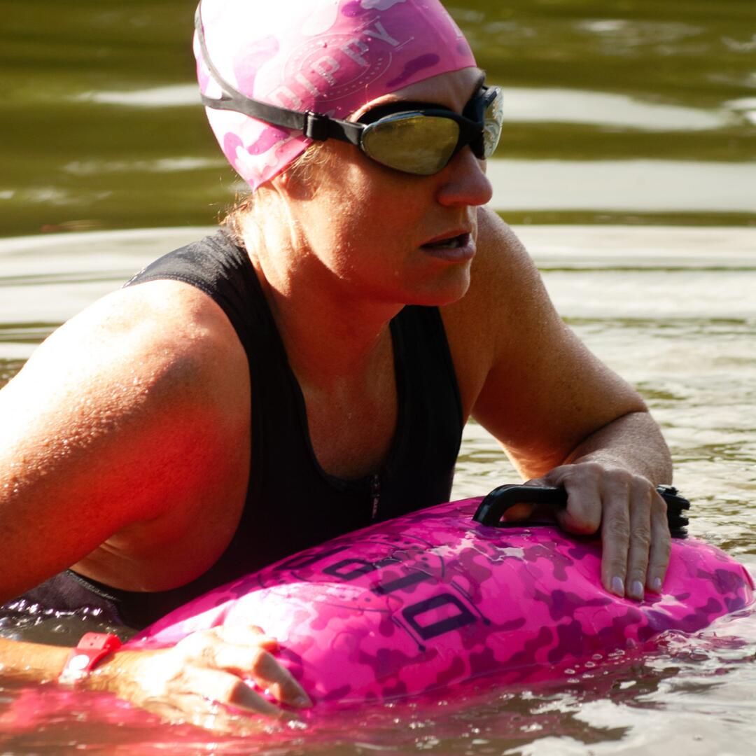 Tow Float | Open Water Swim Buoy | Dry Bag Pink Camo 28 Litres 3/7