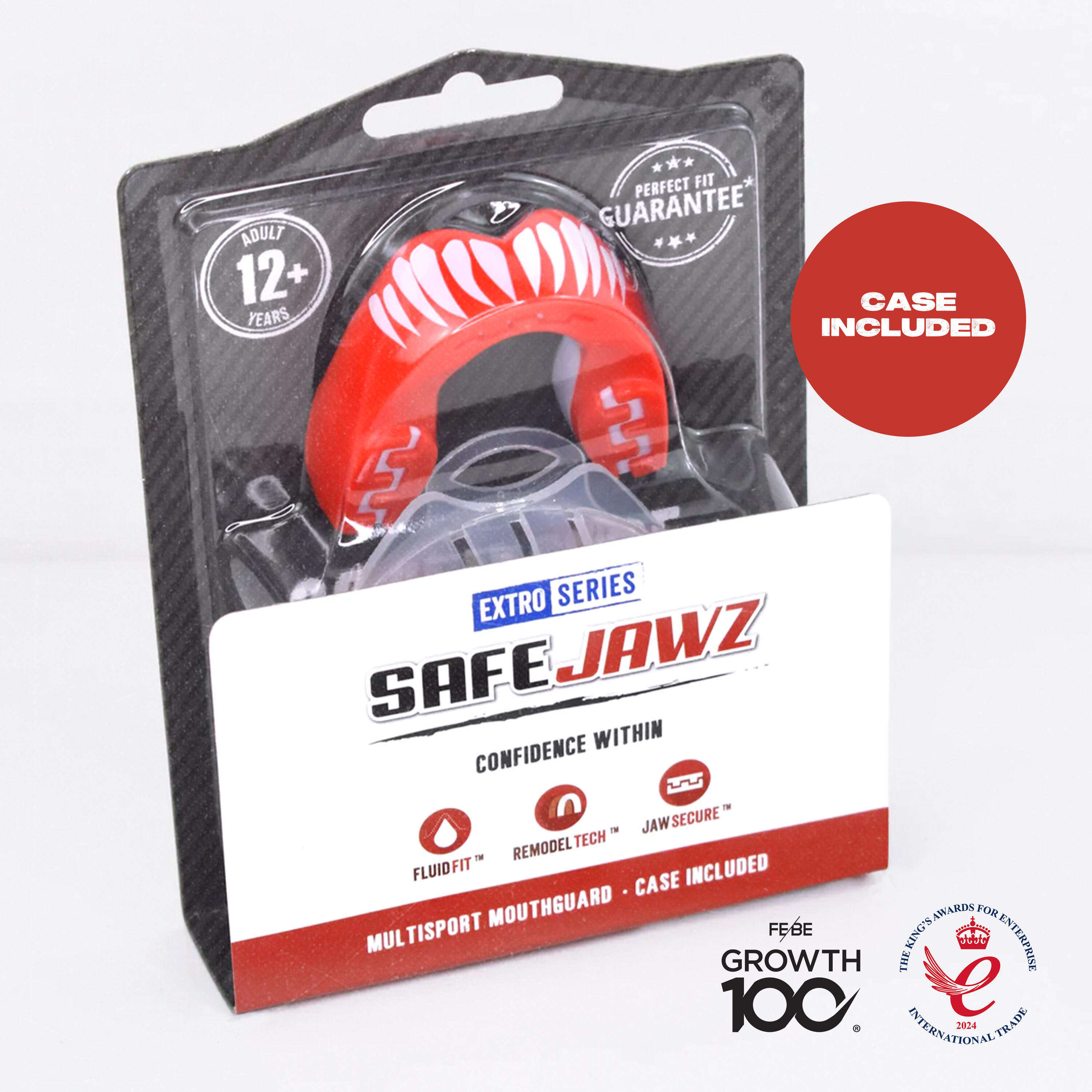Protector Bucal Para Adultos Safejawz Extro Series Viper Rojo 5/7