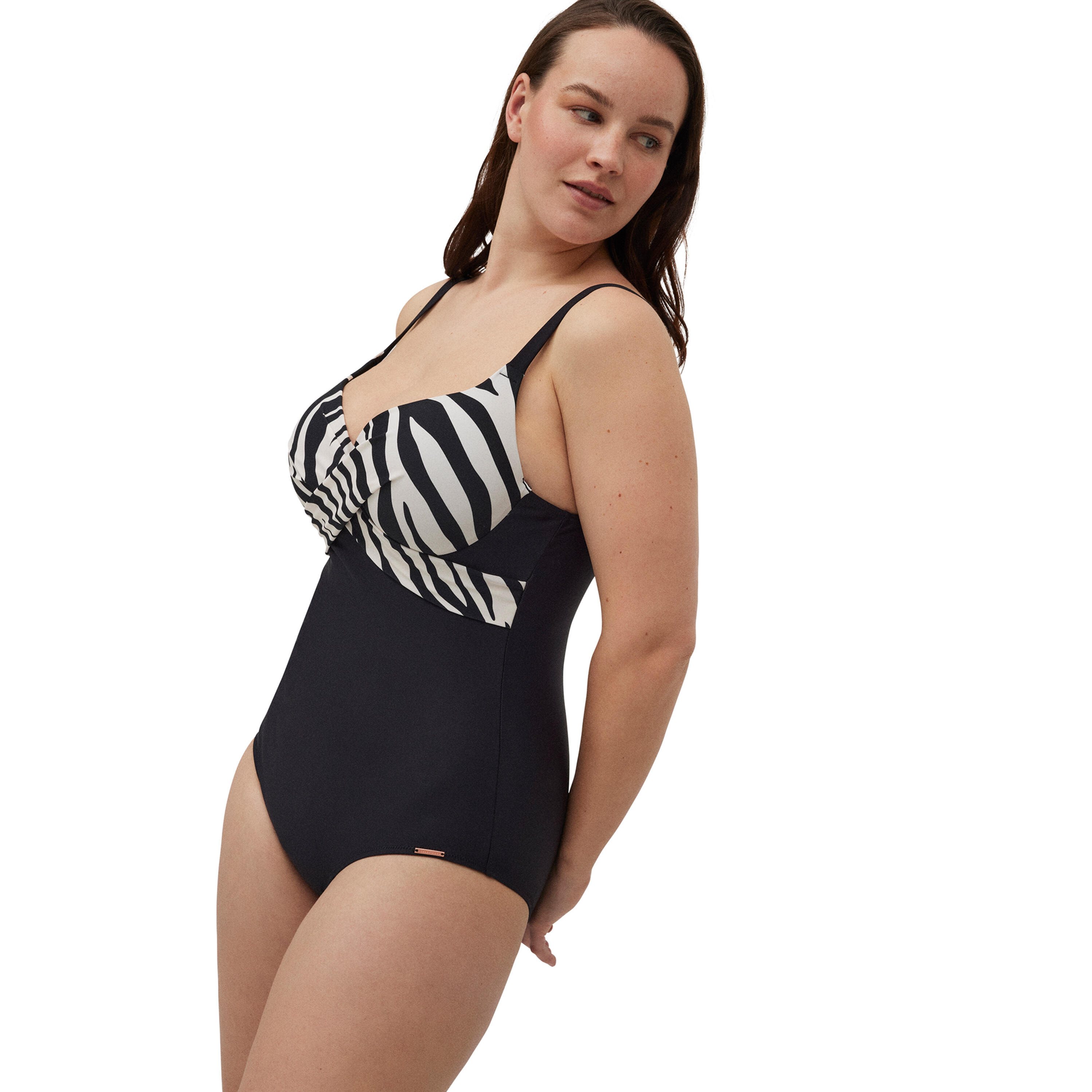 Bañador moldeador con aro detalles animal print copas B y D 3/6