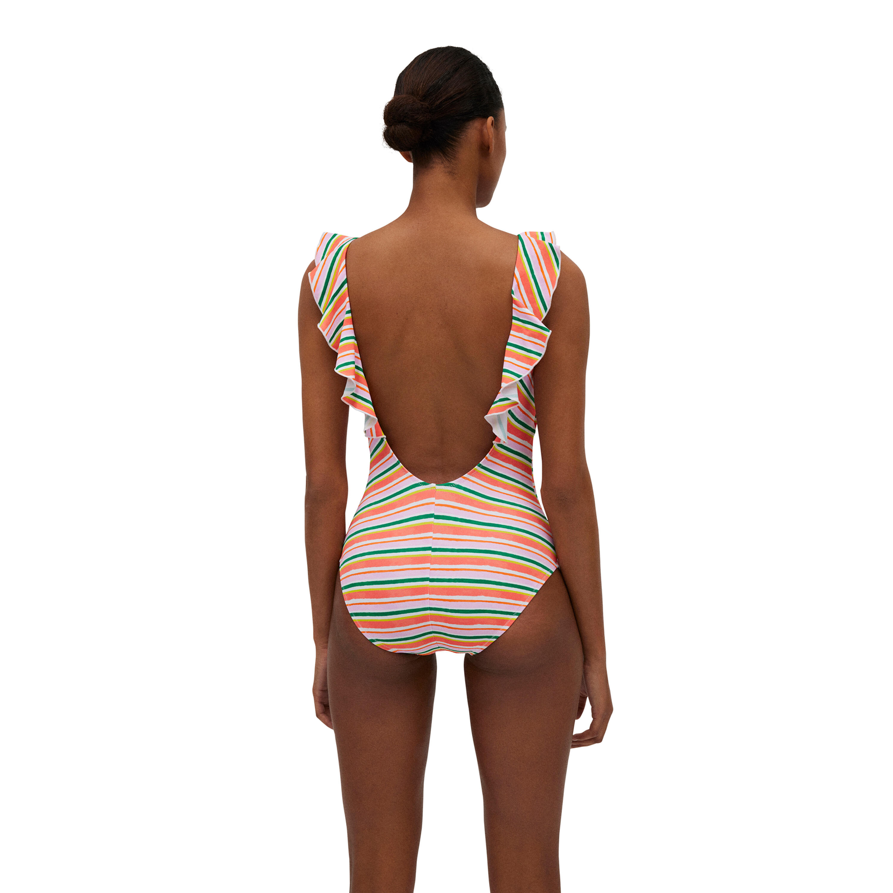 Bañador volantes estampado de rayas micropiqué 2/7