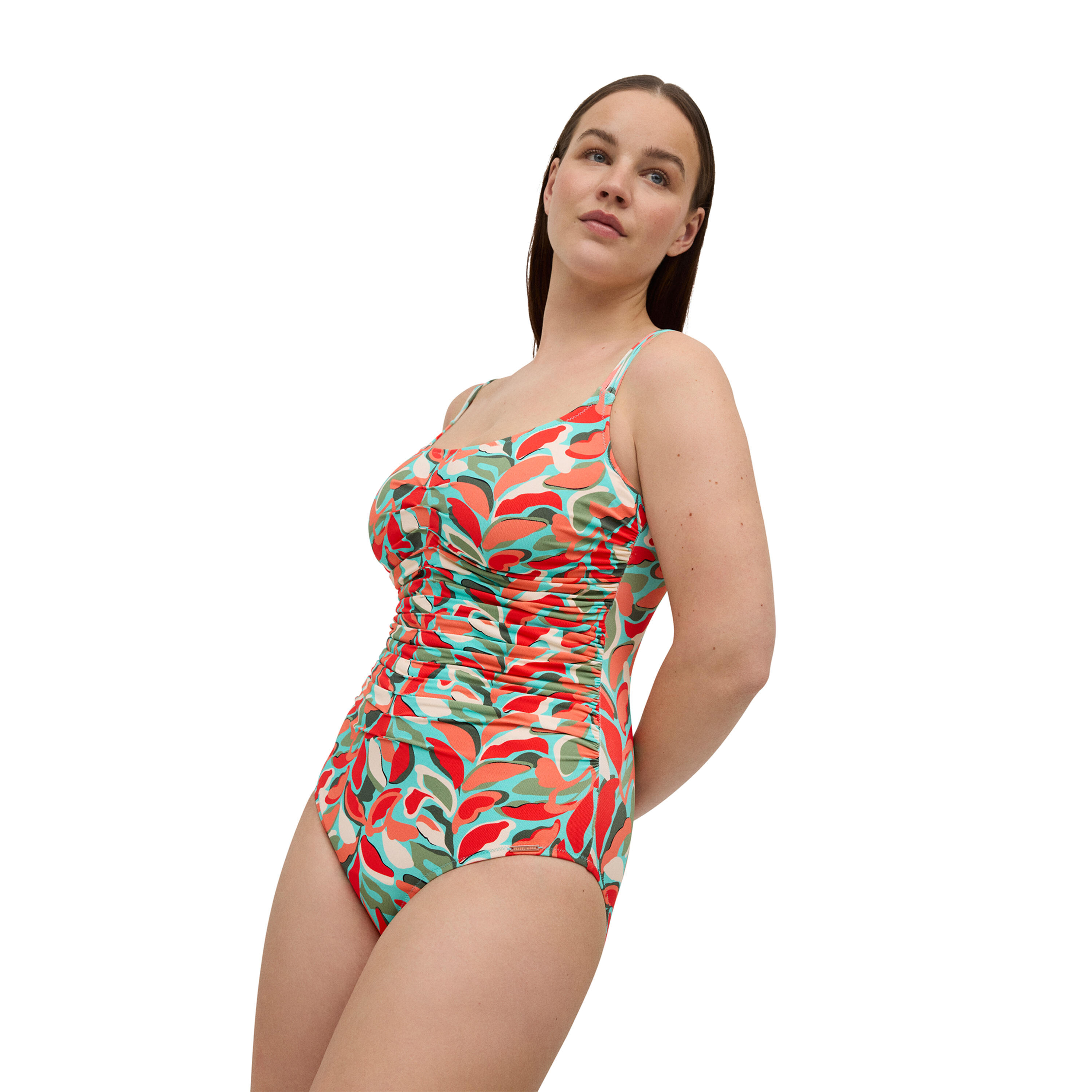 Bañador reductor micropiqué estampado tropical copa C 3/7