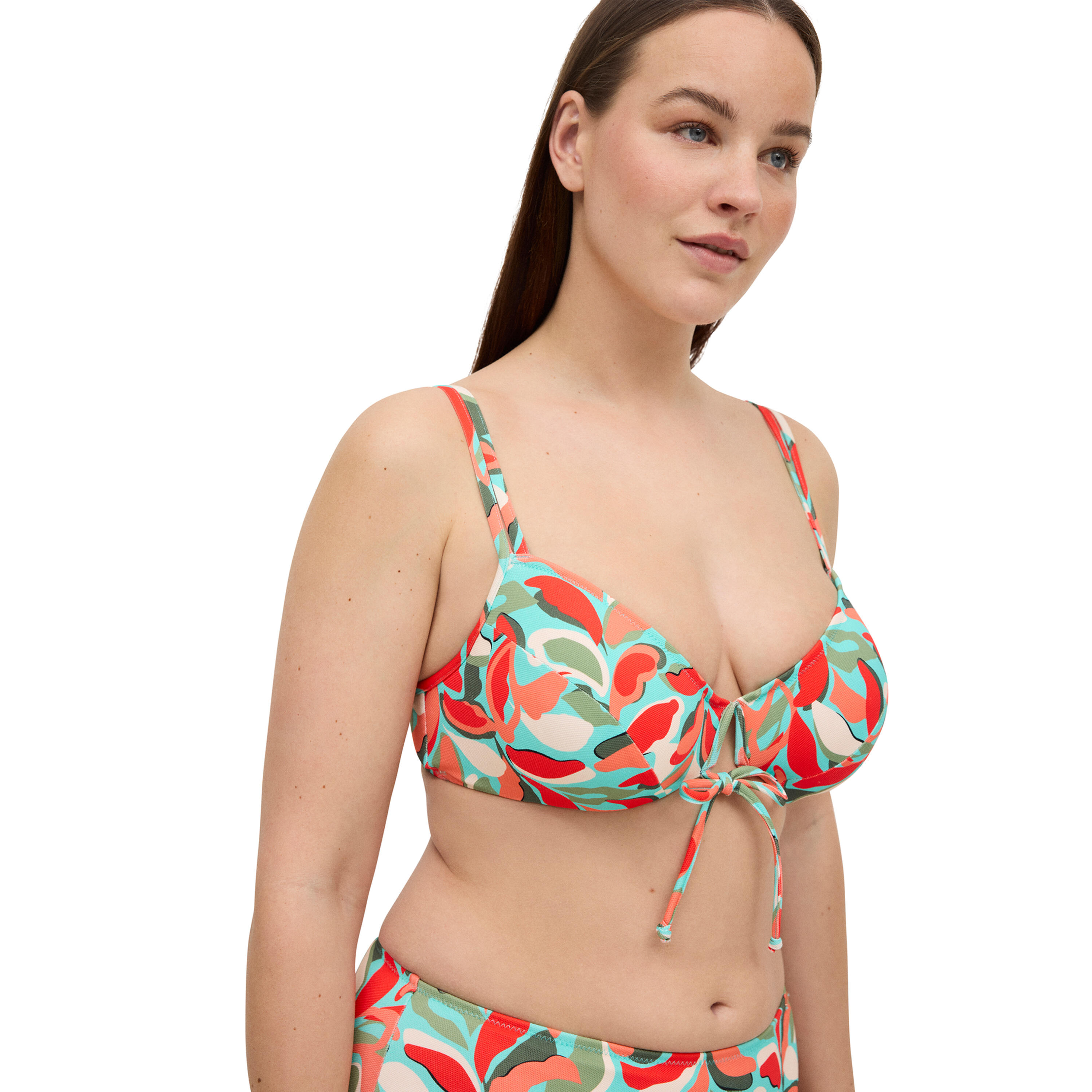 Top bikini reductor micropiqué estampado tropical copas C y D 3/6