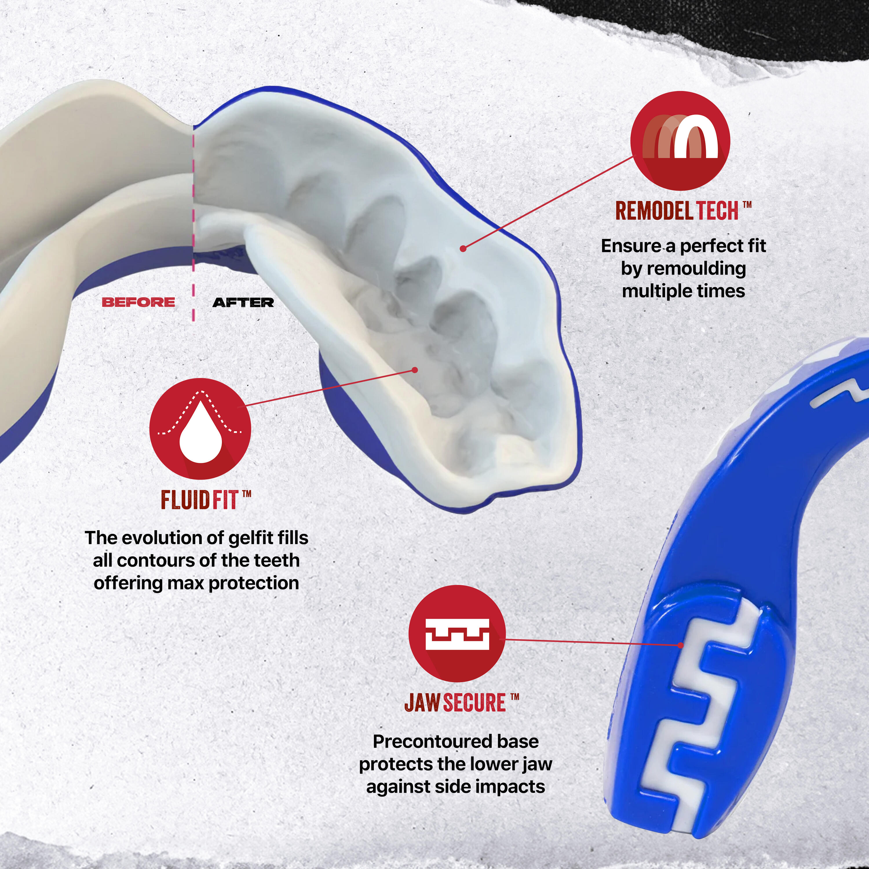 SafeJawz Dual Layer Sports Mouthguard Extro Series Adult/Junior 3/6