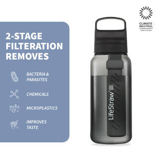 Go 2-Stage Water Filter Bottle - 1 L with Activated Carbon Filter