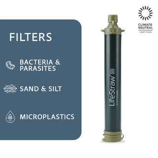 Personal Water Filter for Hiking, Camping, Travel, and Emergency Preparedness, Green