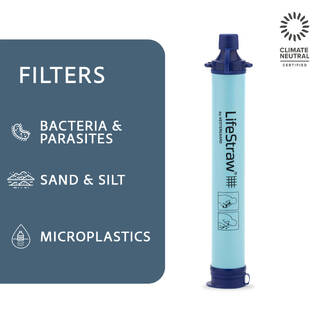Personal Water Filter for Hiking, Camping, Travel, and Emergency Preparedness, Blue