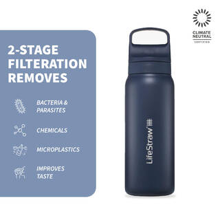 Insulated Steel Water Filter Bottle Go 2-Stage (700ml)Aegean