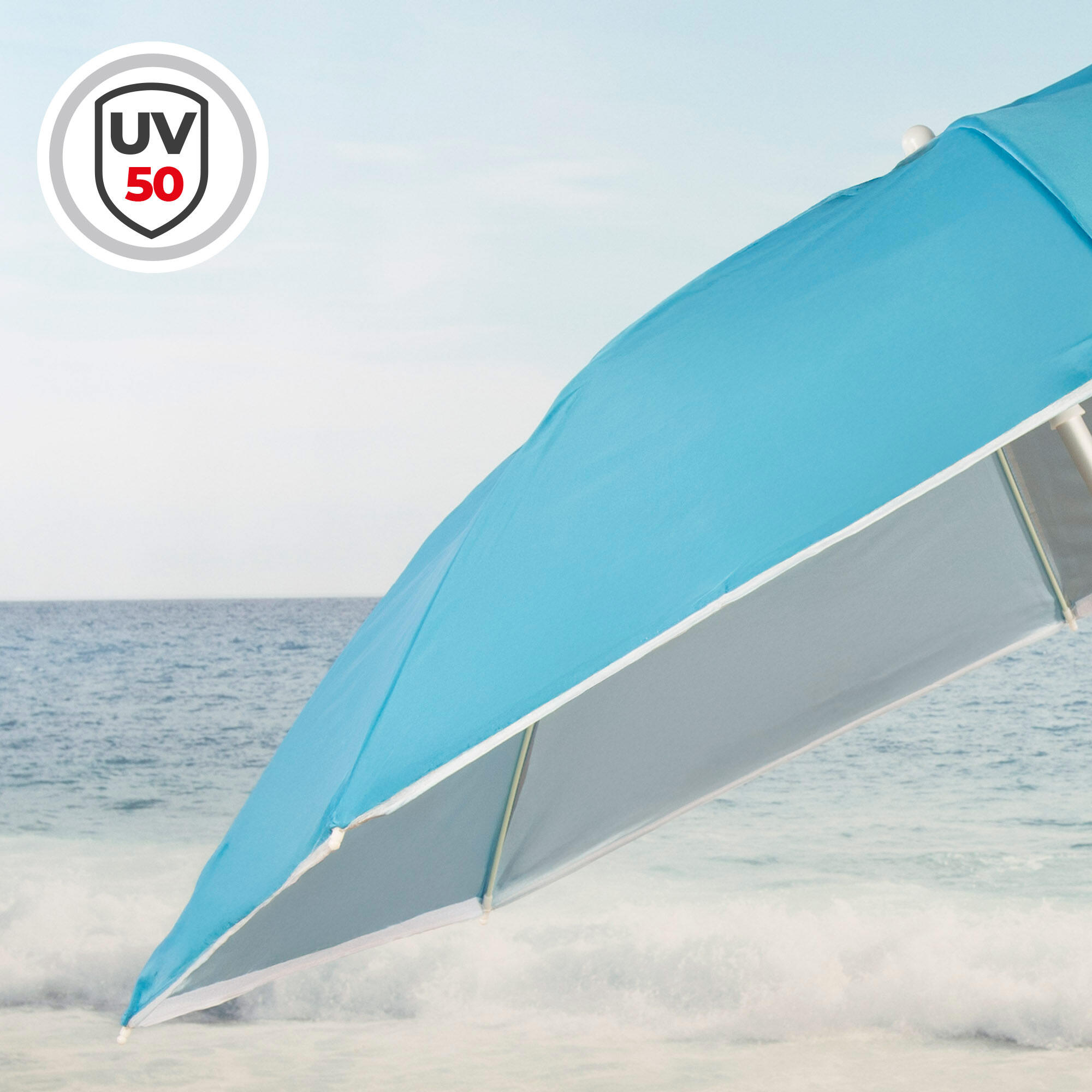 Aktive Sombrilla playa paravientos 8 varillas 200 cm azul 3/7