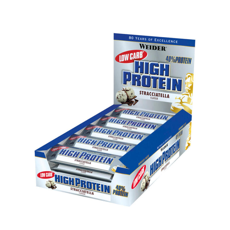 Barres protéinées - 40% Protein Bar Low Carb - Stracciatella Boite de 24