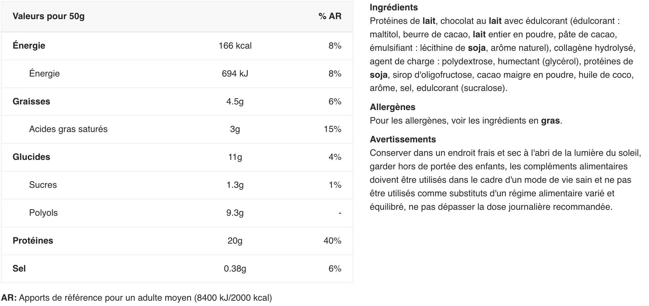 Barres protéinées - 40% Protein Bar Low Carb - Chocolat 2/3