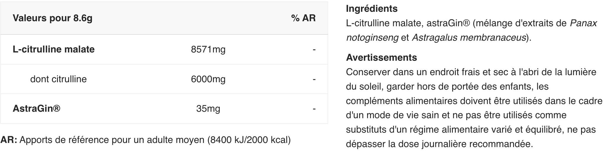 L-Citrulline - Premium L-Citrulline Malate - Saveur neutre 310g 2/3