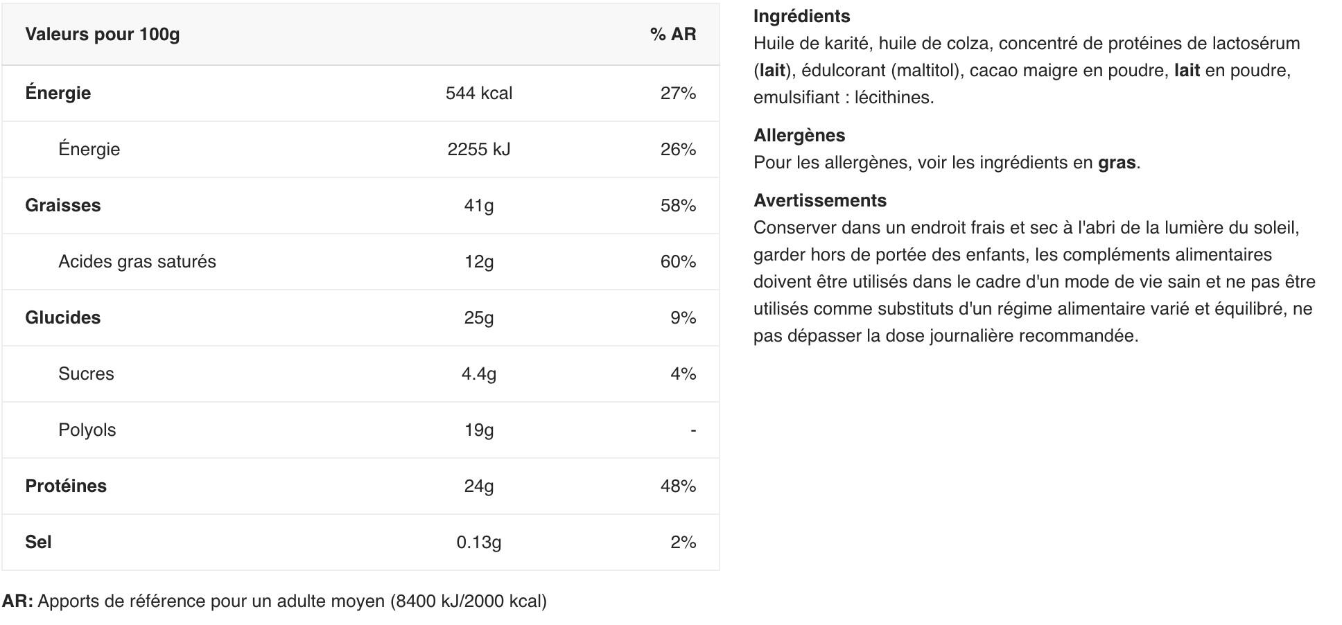 Pâte à tartiner protéinée - Whey Protein Cream - Chocolat Noir 250g 2/3