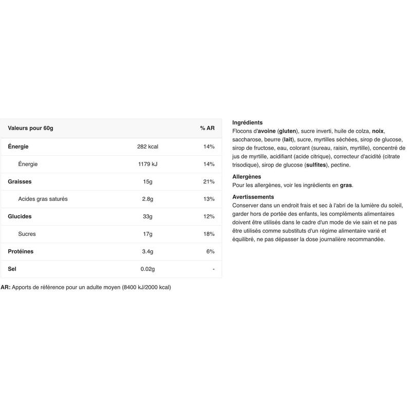 Barres énergétiques - Oat Bar - Myrtilles et Avoine Boite de 20 WEIDER