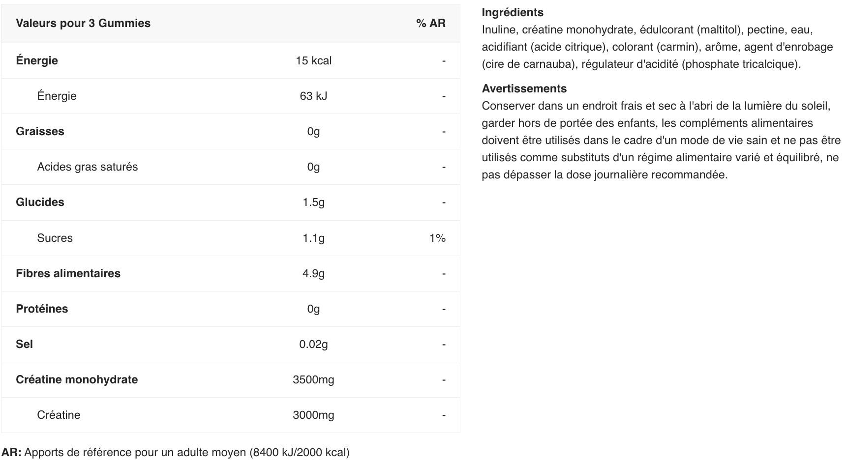 Créatine monohydrate - Premium Creatine Gummies - Cerisier 60 Gummies 2/3