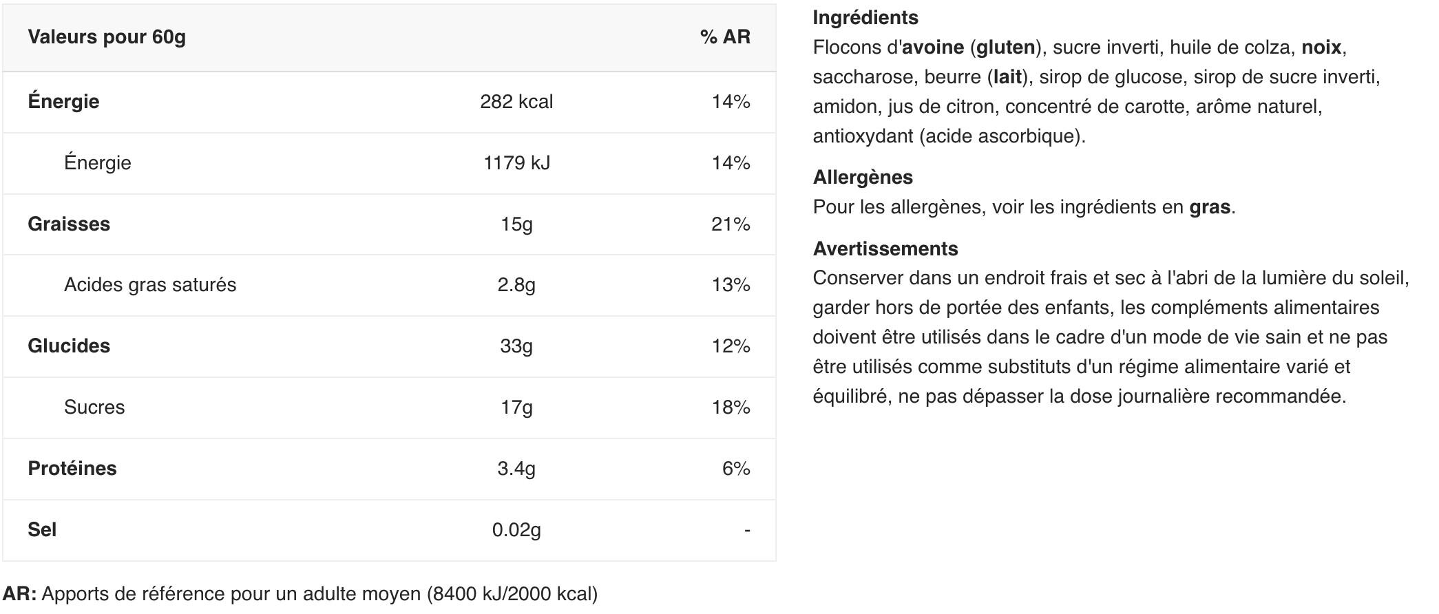 Barres énergétiques - Oat Bar - Banane Noix et Avoine Boite de 20 2/3