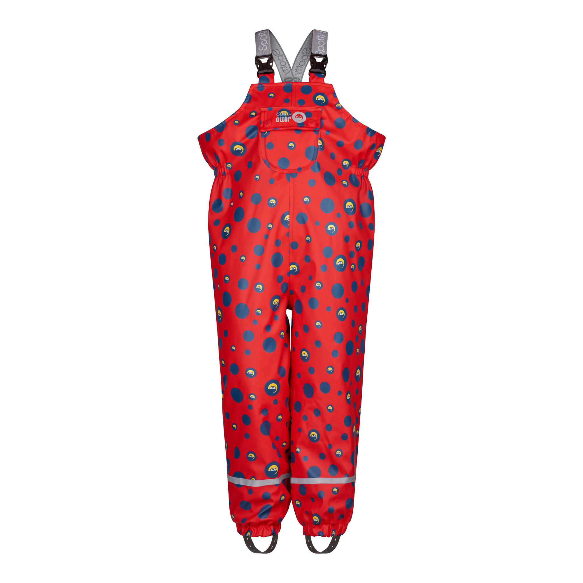 SPOTTY OTTER Spotty Otter Forest Leader Fleece Lined Printed Dungarees Red Dot Print