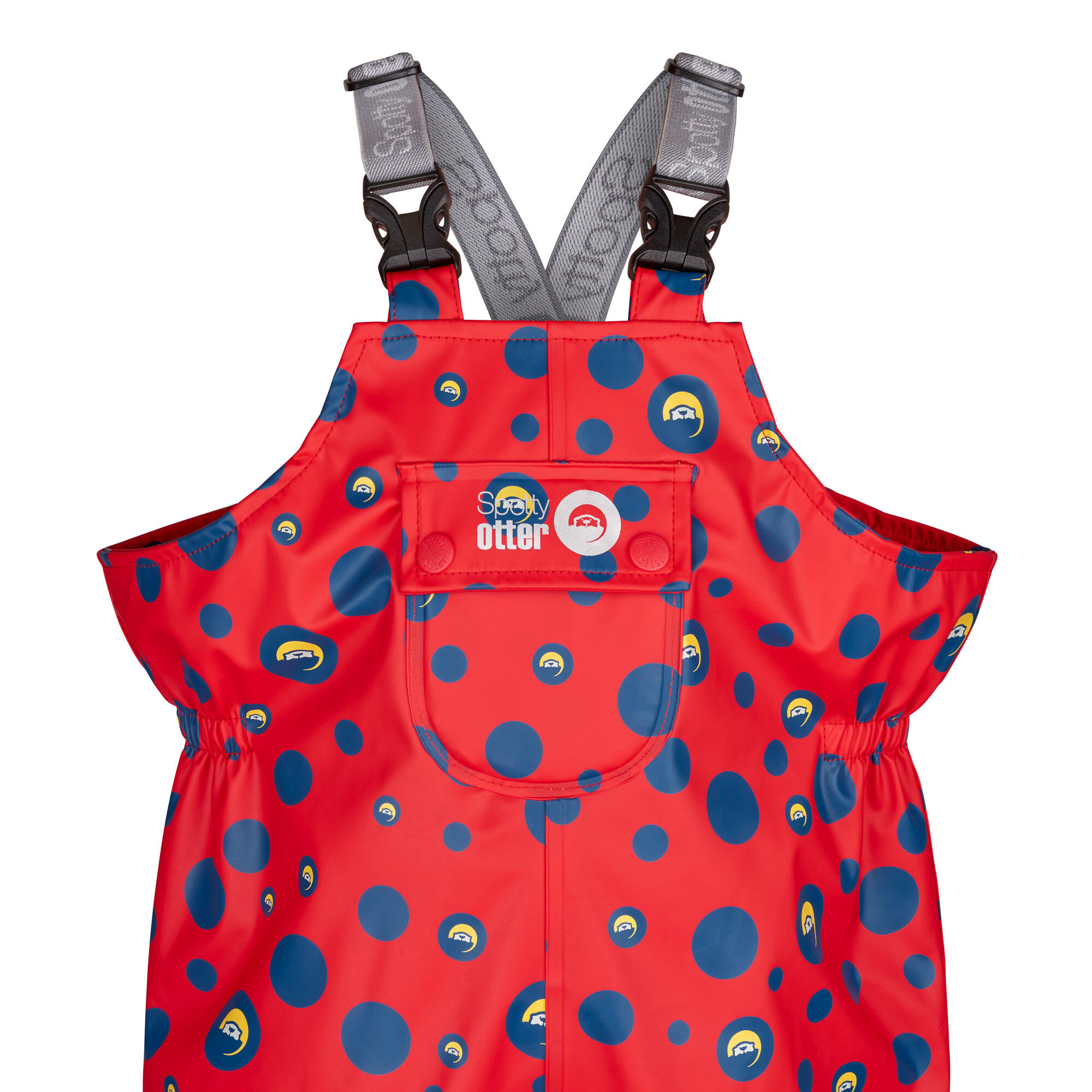 Spotty Otter Forest Leader Fleece Lined Printed Dungarees Red Dot Print 3/7
