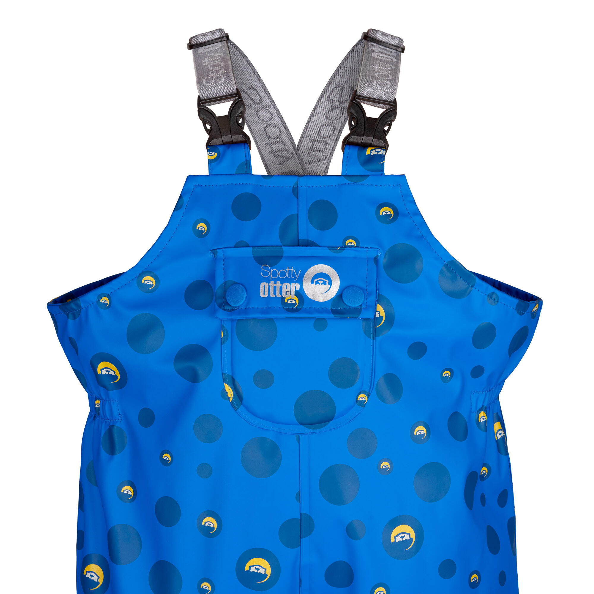 Spotty Otter Forest Leader Fleece Lined Printed Dungarees Blue Dot Print 3/7